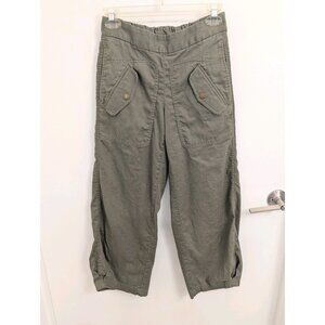 Green Wide Leg Cargo Pants Linen-Cotton Blend Banana Republic XS